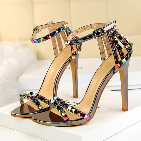 Image of 11cm High Heels Rivets Studded Sandals