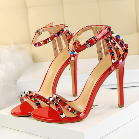 Image of 11cm High Heels Rivets Studded Sandals