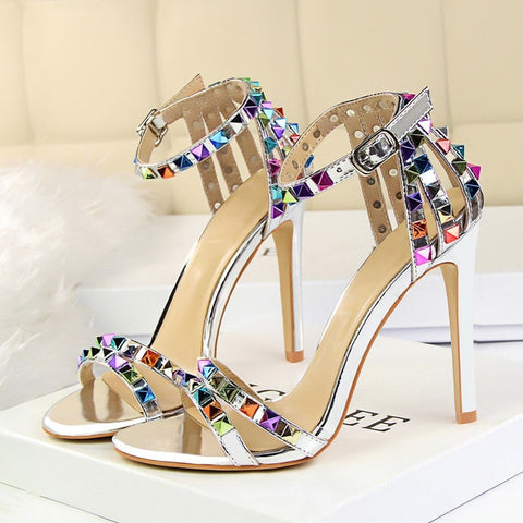 Image of 11cm High Heels Rivets Studded Sandals