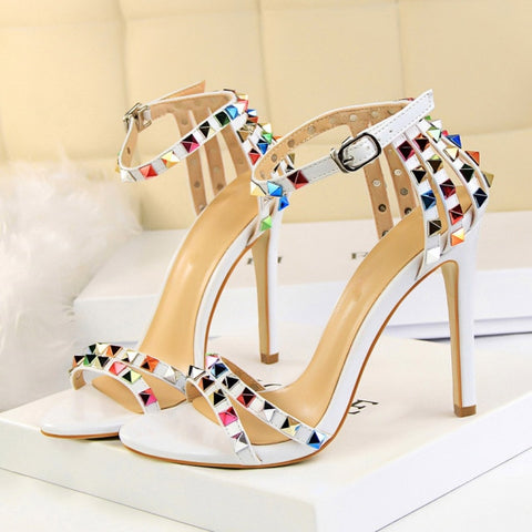 Image of 11cm High Heels Rivets Studded Sandals
