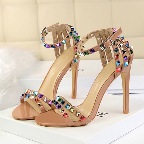 Image of 11cm High Heels Rivets Studded Sandals