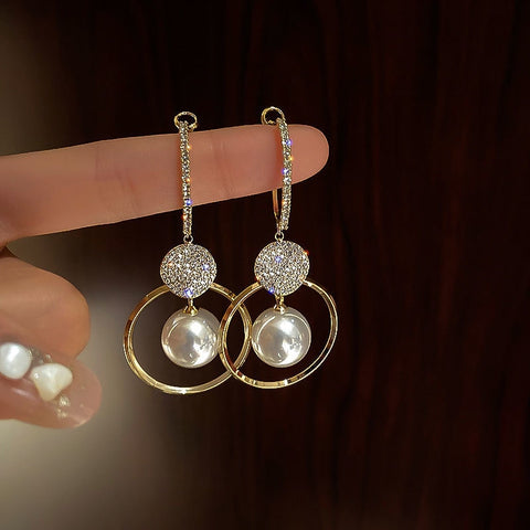 Image of Oversized White Pearl Drop Earrings