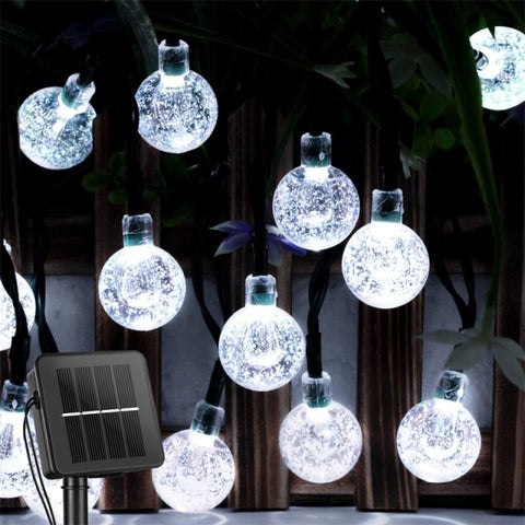 Image of Solar String Lights Outdoor 60 Led Crystal Globe Lights with 8 Modes Waterproof Solar Powered Patio Light for Garden Party Decor