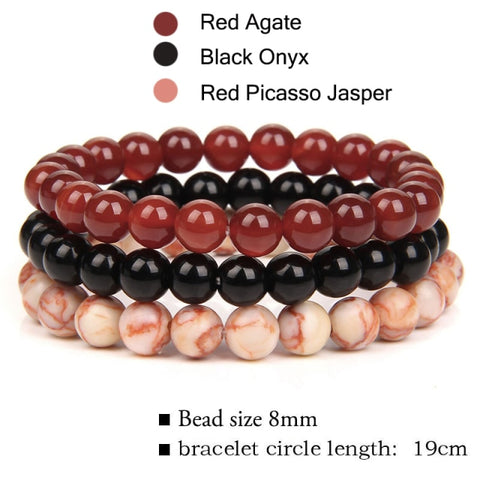 Image of 8mm Natural Stone Bracelet Sets 3Pcs/set
