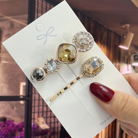 Image of 1 Set Women Hair Clips Headwear Jewelry Fashion Crystal Hair Accessories for Girls Luxury Pearl Barrettes Pins Christmas Gift