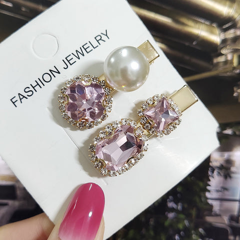 Image of 1 Set Women Hair Clips Headwear Jewelry Fashion Crystal Hair Accessories for Girls Luxury Pearl Barrettes Pins Christmas Gift