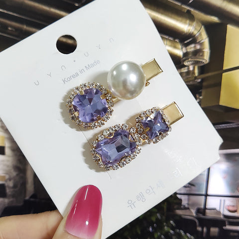 Image of 1 Set Women Hair Clips Headwear Jewelry Fashion Crystal Hair Accessories for Girls Luxury Pearl Barrettes Pins Christmas Gift