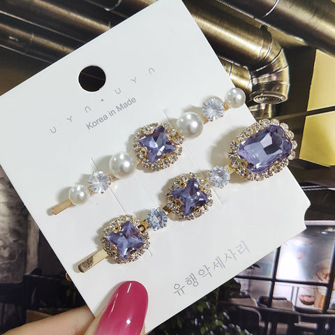 Image of 1 Set Women Hair Clips Headwear Jewelry Fashion Crystal Hair Accessories for Girls Luxury Pearl Barrettes Pins Christmas Gift