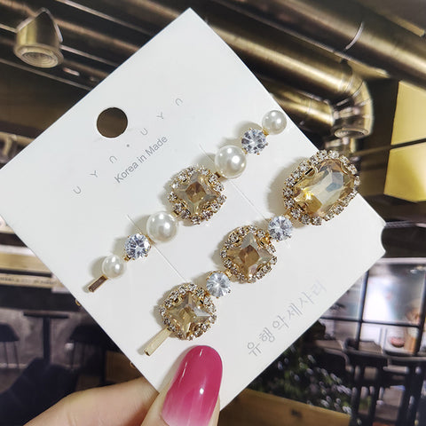 Image of 1 Set Women Hair Clips Headwear Jewelry Fashion Crystal Hair Accessories for Girls Luxury Pearl Barrettes Pins Christmas Gift