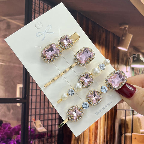 Image of 1 Set Women Hair Clips Headwear Jewelry Fashion Crystal Hair Accessories for Girls Luxury Pearl Barrettes Pins Christmas Gift