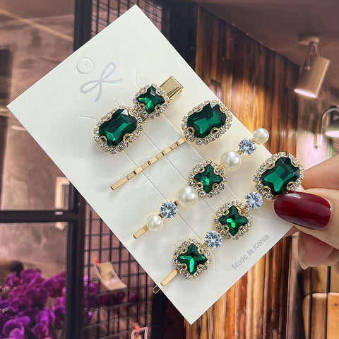 Image of 1 Set Women Hair Clips Headwear Jewelry Fashion Crystal Hair Accessories for Girls Luxury Pearl Barrettes Pins Christmas Gift