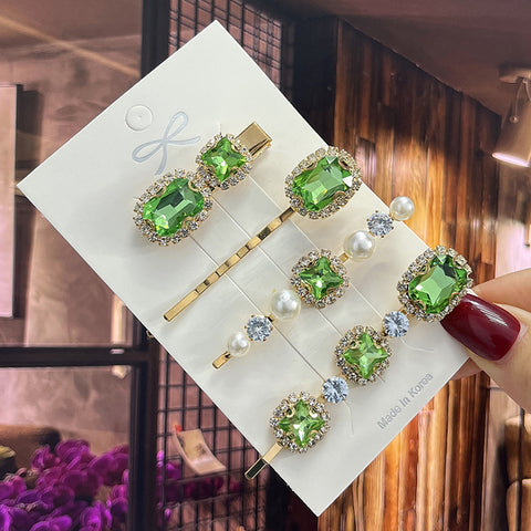 Image of 1 Set Women Hair Clips Headwear Jewelry Fashion Crystal Hair Accessories for Girls Luxury Pearl Barrettes Pins Christmas Gift