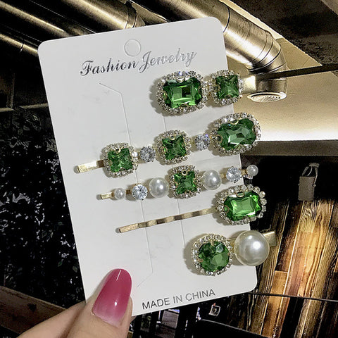 Image of 1 Set Women Hair Clips Headwear Jewelry Fashion Crystal Hair Accessories for Girls Luxury Pearl Barrettes Pins Christmas Gift