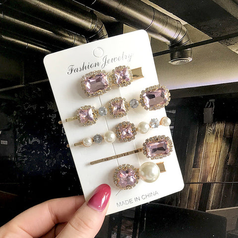 Image of 1 Set Women Hair Clips Headwear Jewelry Fashion Crystal Hair Accessories for Girls Luxury Pearl Barrettes Pins Christmas Gift