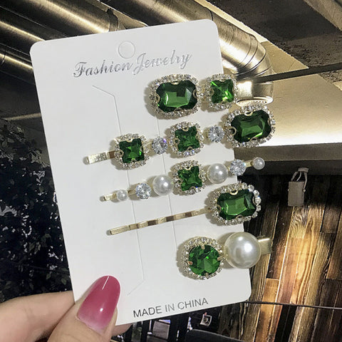 Image of 1 Set Women Hair Clips Headwear Jewelry Fashion Crystal Hair Accessories for Girls Luxury Pearl Barrettes Pins Christmas Gift