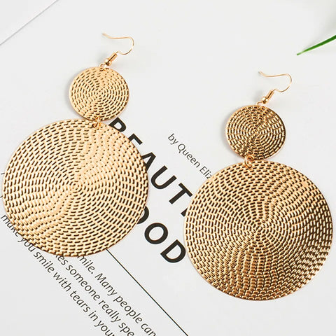 Image of Exaggerated Golden Drop Earrings for Women