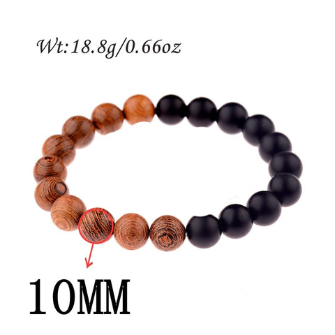 Image of 8mm New Natural Wood Beads Bracelets Men Black Ethinc Meditation