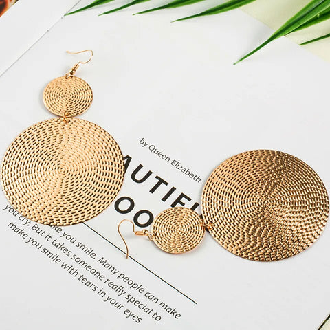 Image of Exaggerated Golden Drop Earrings for Women