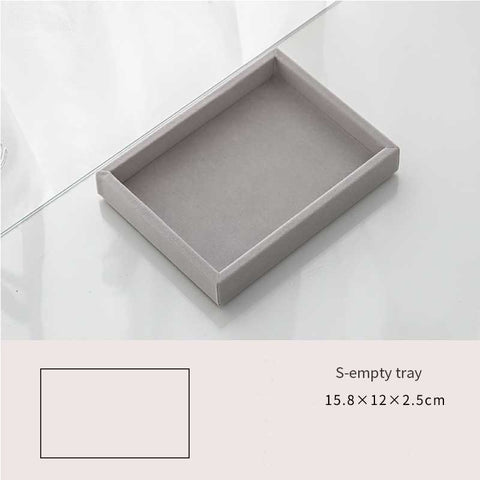 Image of Jewelry Box Drawer Storage Organizer Gray Soft Velvet