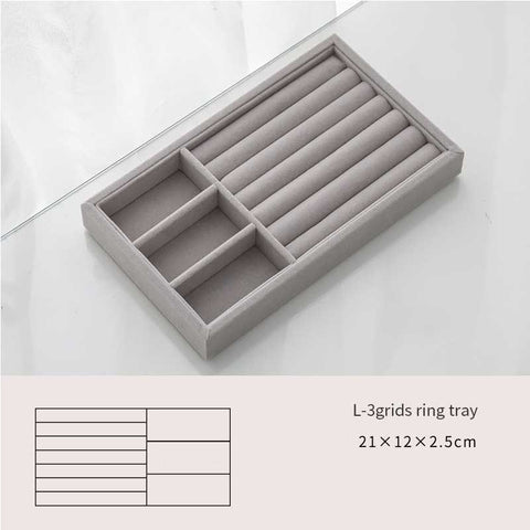 Image of Jewelry Box Drawer Storage Organizer Gray Soft Velvet