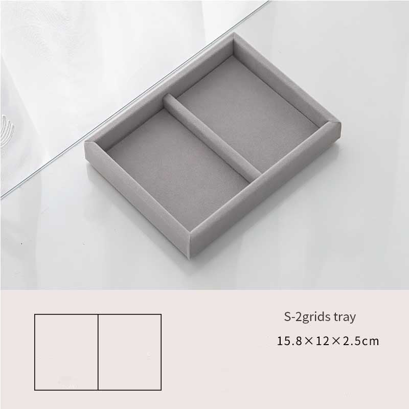 Jewelry Box Drawer Storage Organizer Gray Soft Velvet