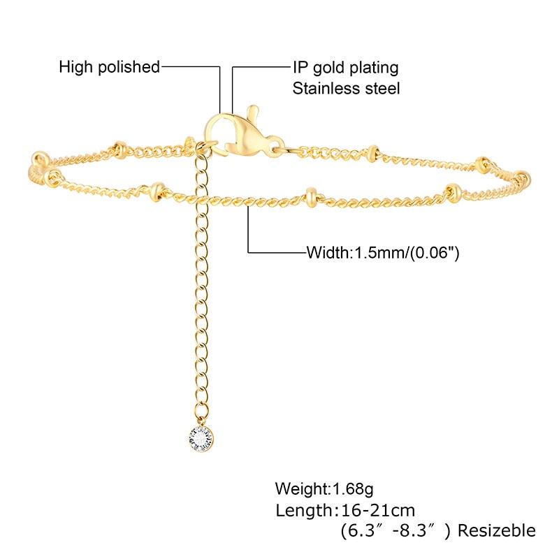 Ultra Thin Chain Link Cross Adjustable Bracelet Stainless