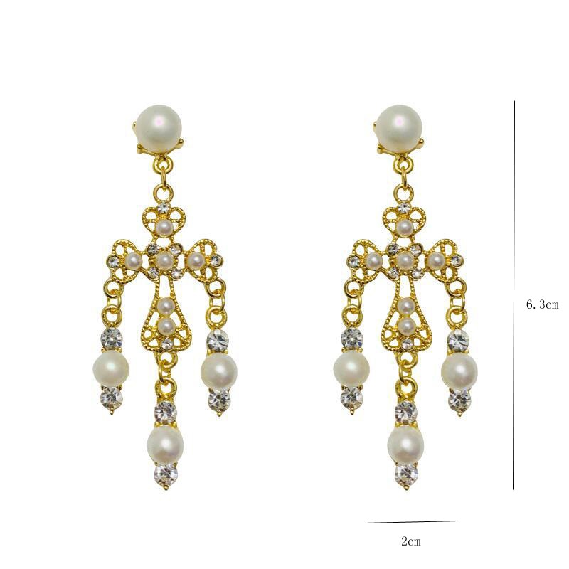 Baroque Big Cross Earrings For Women Pearl