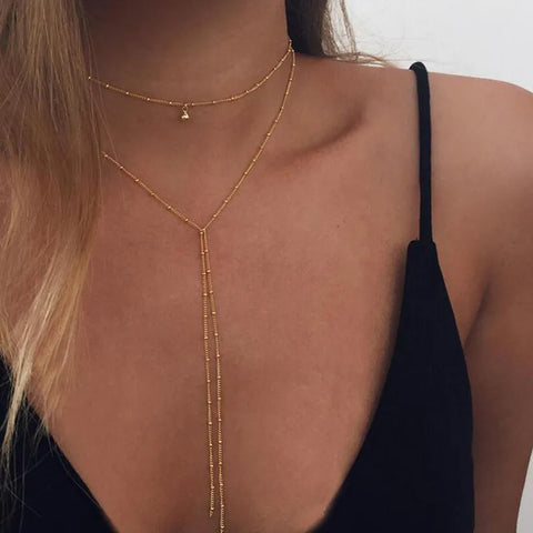 Image of Simple Gold Silver Color Chain