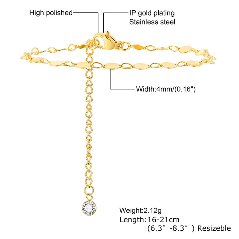 Ultra Thin Chain Link Cross Adjustable Bracelet Stainless