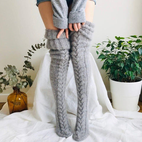 Image of Knitted socks over the knee lengthened stockings