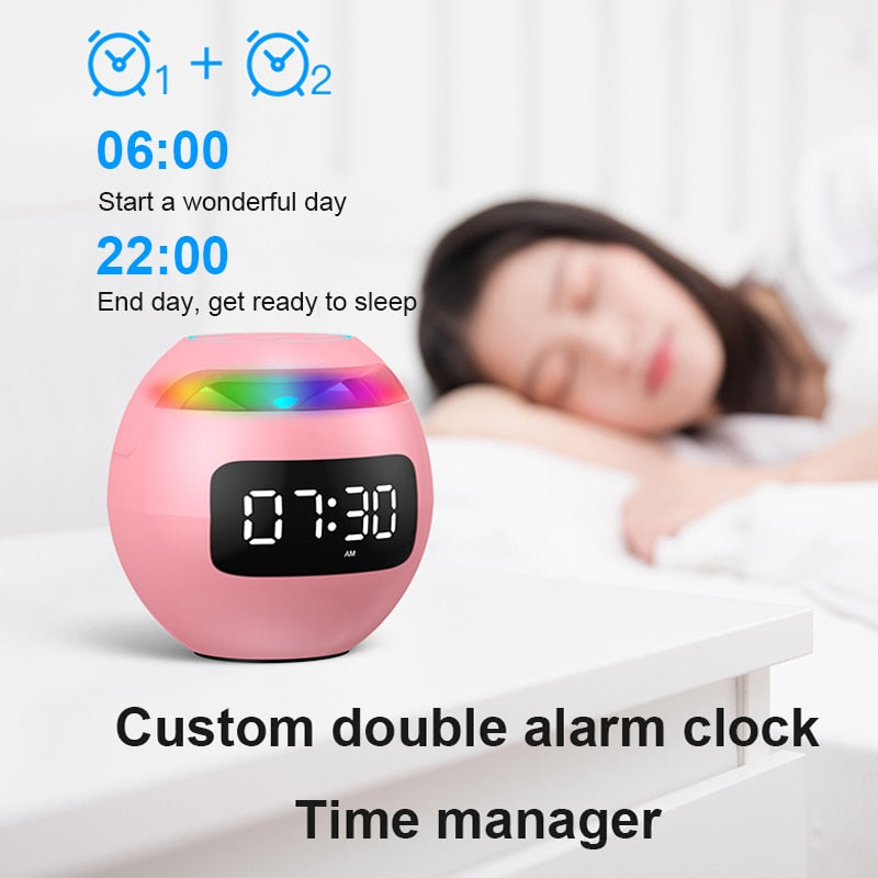 Mini Bluetooth Speaker LED Display Alarm Clock