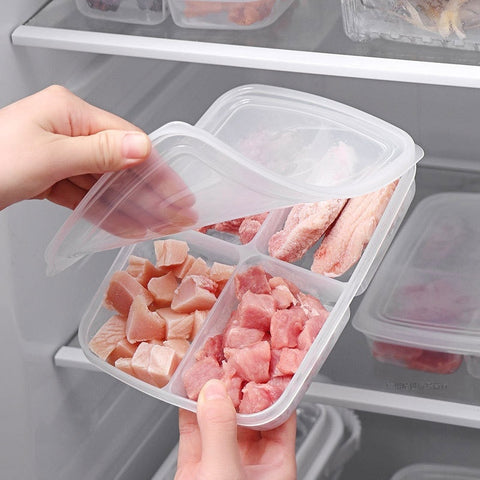 Image of 4 Grids Food Storage Box Container Fruit Vegetable Refrigerator Freezer