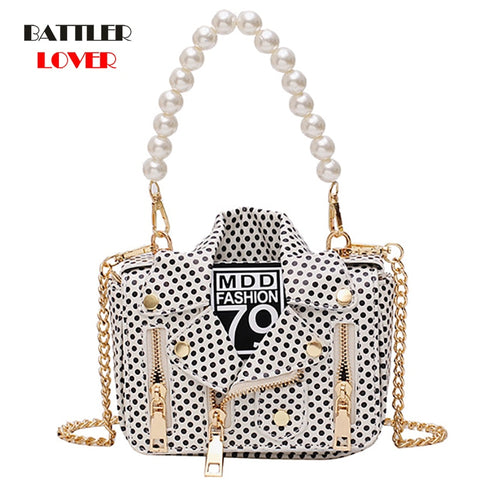 Image of Lady Shoulder Bag Pearl Handle Chain
