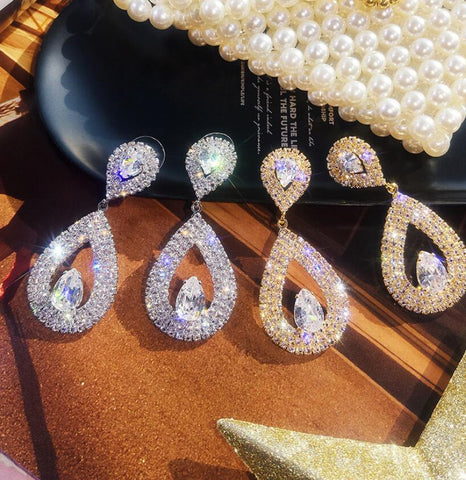Image of Crystal Bridal Earrings Wedding Jewelry