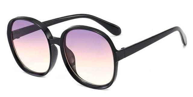 New Round Frame Sunglasses Women Retro Brand Designer Brown Black