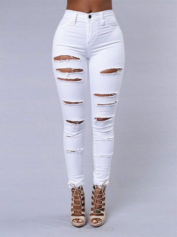 Image of Hot sale ripped jeans for women sexy skinny denim jeans fashion street casual pencil pants female spring and summer clothing