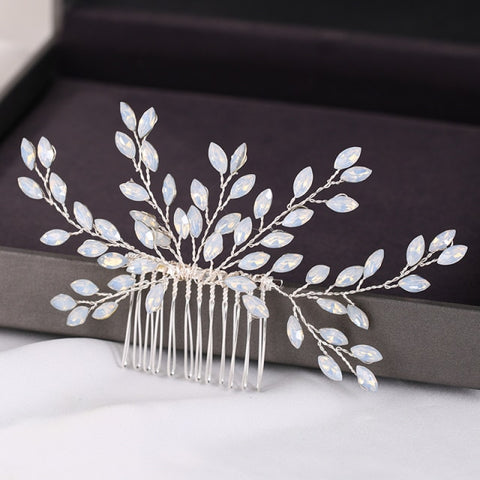 Image of Silver Color Pearl Crystal Wedding Hair