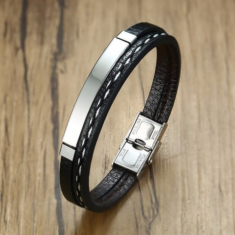 Image of Vnox Multi Layer Leather Bracelets for Men Women