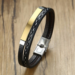 Vnox Multi Layer Leather Bracelets for Men Women
