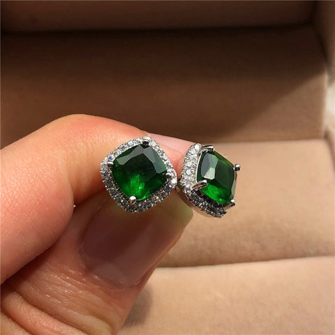 Image of Crystal Green Stone Earrings