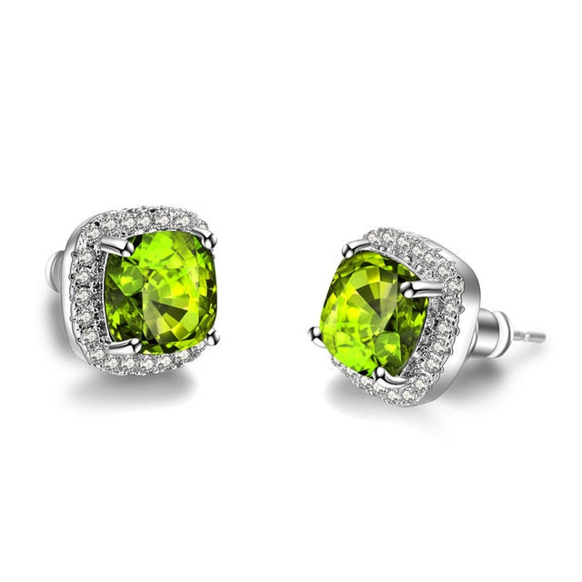 Crystal Green Stone Earrings