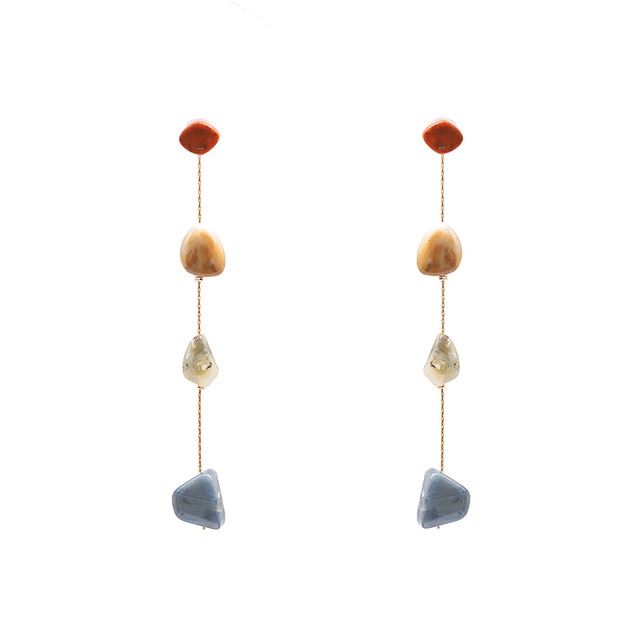 Brand long tassel leaves earrings metal dangle
