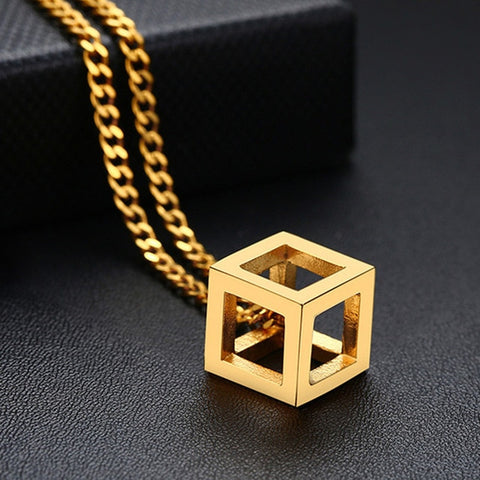 Image of Punk Hollow Cube Pendient Necklaces for Men Women