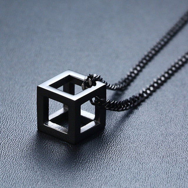 Punk Hollow Cube Pendient Necklaces for Men Women