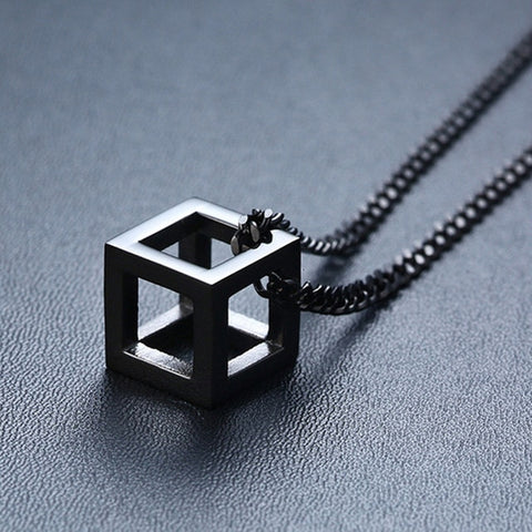Image of Punk Hollow Cube Pendient Necklaces for Men Women