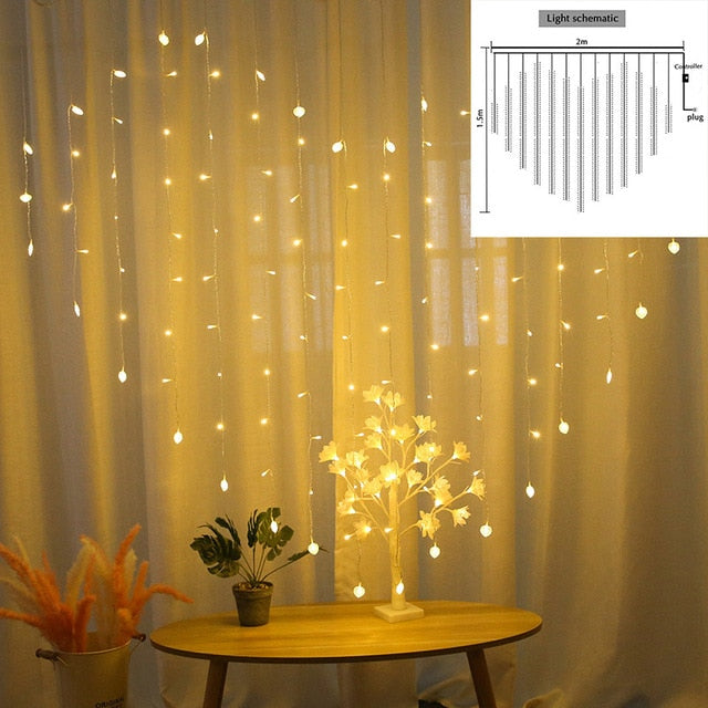 3M LED Curtain String Lights Led Decoration Light Remote Control