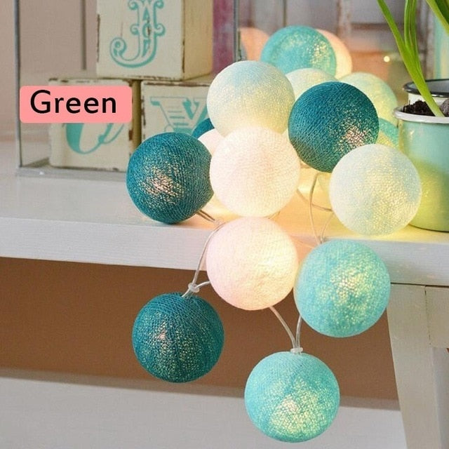 20 LED String Lights Cotton Balls Garland Beads LED Strips Kids Bedroom