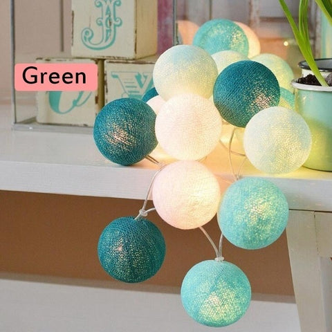 Image of 20 LED String Lights Cotton Balls Garland Beads LED Strips Kids Bedroom