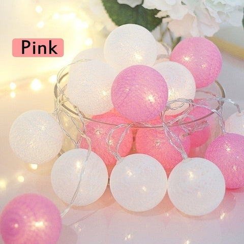 Image of 20 LED String Lights Cotton Balls Garland Beads LED Strips Kids Bedroom
