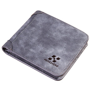 Wallet Short Frosted Leather Retro Three Fold Vertical
